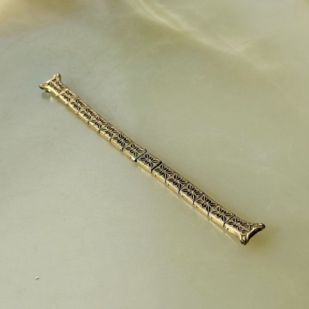 Art Deco 12k Gold Filled Watch Band or Bracelet Band Expandable signed Peggy Lou